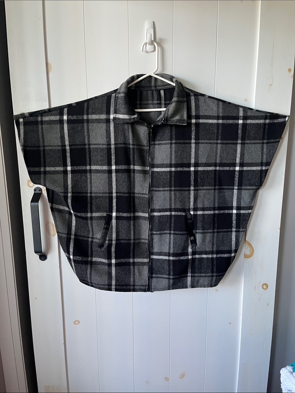 Women's Grey Plaid Cape Jacket